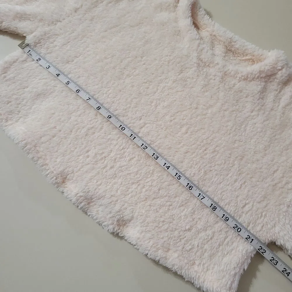Cozy Cream Fuzzy Cropped Long Sleeve Pullover Top